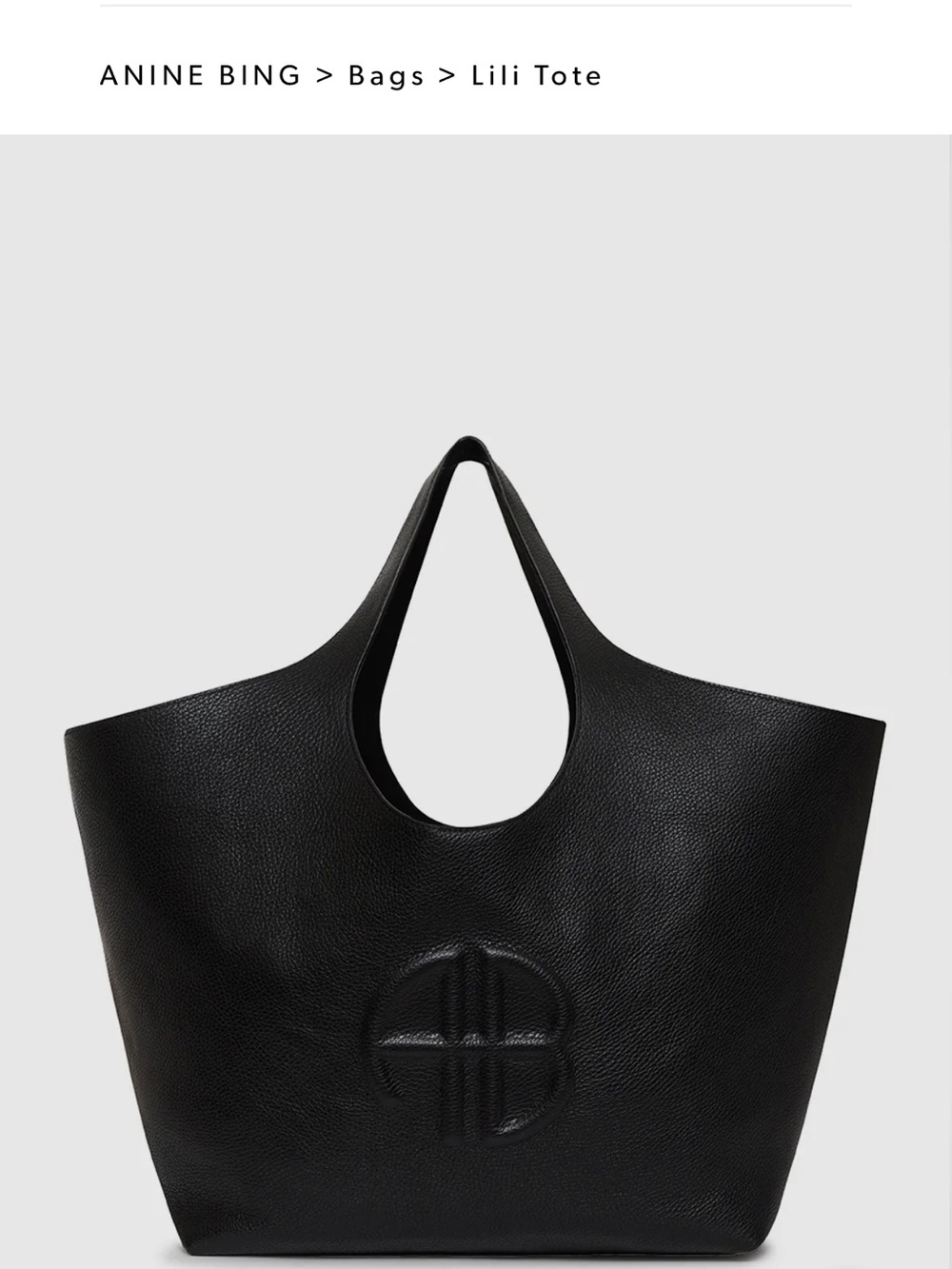 Anine Bing Black Lili Tote with Embossed Logo